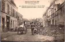 WWI France City Reims Horse Carriage Pedestrians Bombed Church Street Postcard picture