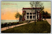 c1910s Lake Park Racine Wisconsin Antique Bench Vintage Postcard picture