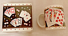 Ganz Coffee Cup Tea Mug Playing Cards Royal Flush Poker Hearts Ceramic Vintage picture