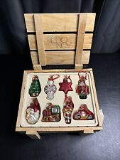 Vintage Mikasa Studio Nova Christmas Ornaments In Wood Crate 8 Piece 1 Broken picture