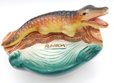 Vintage GF Japan 50's Florida Alligator Souvenir Ceramic Trinket Ashtray picture