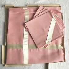 Vintage 1950s Pink Linen Tablecloth & Napkin 5 Piece Set Paragon Needlecraft picture