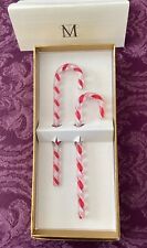 VTG Metropolitan Museum of Art Glass Candy Cane Christmas Ornament Red White picture
