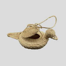 Vintage Native 1970s Tohona O'odom Lidded Duck Woven Basket Hanging Ornament 5