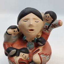 Southwest Heritage Navajo Pottery Storyteller Painted Figurine 3 Children Signed picture
