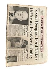 1974 AUG 9 ASBURY PARK EVENING PRESS NEWSPAPER - Nixon Resigns, Ford Takes Off picture
