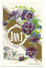 Winsch New Year Postcard Flowers c1910 picture