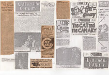 1927 THE CAT AND THE CANARY SILENT MOVIE CLIPPINGS HORROR REVIEWS ADS HORROR picture