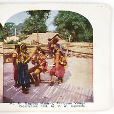 Filipino Bagobo Women Musicians Stereoview c1905 St Louis Worlds Fair Card F725 picture