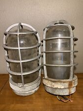 Two Vintage Crouse Hinds V912 Industrial Explosion Proof Caged Light Fixtures picture