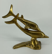 Brass Double Dolphin Figurine Sculpture 9