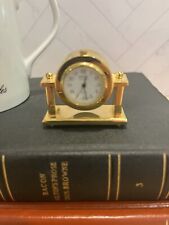 Vintage Miniature Brass Bankers Mantle Clock Made In Hong Kong picture