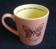 Life is Good Home Do What You Like Butterfly Coffee Mug Peach Yellow  NEW picture