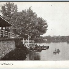 c1910s Iowa City IA Country Club River Canoe Dock Golf Litho Photo Postcard A200 picture