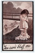 c1910's Girl Taking Off Dress You Can't Bluff Me Hayden Greenfield Iowa Postcard picture