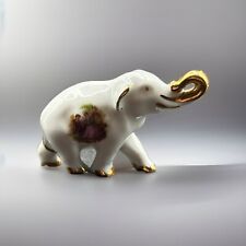 Vintage LIMOGES Porcelain Elephant Figurine Victorian Scene & Gold Trim Trunk Up picture