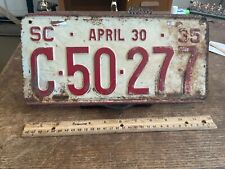 South Carolina SC 1935 License Plate C 50 277 April 30 picture