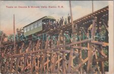 Mohawk NY -ONEONTA & HERKIMER RAILROAD TROLLEY ON TRESTLE- Postcard Railway picture