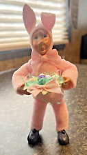 Byers Choice 7” Kindles Pink Easter Bunny with Egg Basket Bendable Figure EUC picture