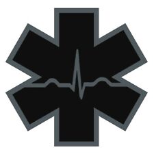 Black Subdued Reflective Star Of Life Cardiac Helmet Decal EMS EMT 4 inch picture