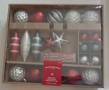 40ct Target Red Silver Shatter Resistant Christmas Tree Ornaments Set Pack picture