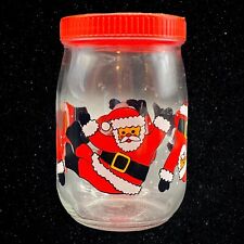 Vintage VMC REIMS Tumbling Santa Christmas Jar Red Screw Top Lid Made in France picture