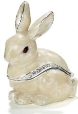 Kubla Craft Bejeweled Enameled Trinket Box: White Rabbit Box, Item# 3418WH picture