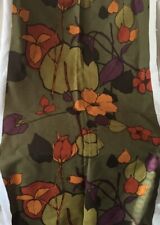 Vintage Retro 60’s Abstract Floral  Interiors Fabric ~ Olive Tangerine Purple picture