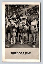 Anti-Hitler Mussolini HIrohito WW2 Propaganda antique Postcard three of a kind picture