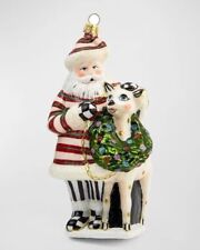 MacKenzie-Childs Granny Kitsch Santa and reindeer friend Ornament- New With Box picture