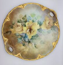 Hand-Painted  Tray with Yellow Roses & Gold Accents - Signed by H. Sieloff picture
