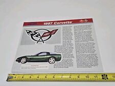 1997 CORVETTE Willabee & Ward Official Patch Collection Card With Tech Data picture