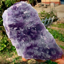 3.08LB rare transparent purple cubic fluorite mineral crystal sample / China picture