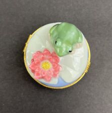 Vintage Takahashi Pill Box Frog on Lily Pod  Japan Made Trinket Stash 2.5