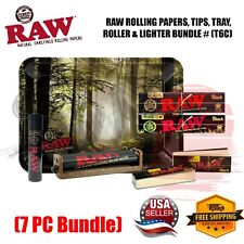 RAW ROLLING BUNDLE #T6C TRAY KING SIZE BLACK CLASSIC HEMP PAPERS TIPS ROLLER picture