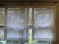 Lot 2 30 X 40” Door Window Ecru Mesh Lace Curtain Pull Up Tie Up picture