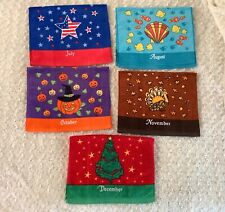 5 Vintage Danbury Mint Holiday Monthly hand towels 14