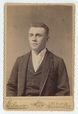 Antique Circa 1880s Cabinet Card Incredibly Handsome Man Gilmore Binghamton, NY picture