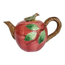 Vintage Fitz & Floyd Tea Pot Red Apple 1989 Fall Botanical Fruit Cottagecore picture