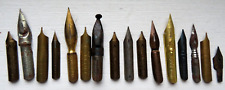15  ANTIQUE VARIOUS SIZED INK DIP PEN NIBS. picture