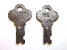 2 Antique Vintage Long Lock Key T44 Trunk Luggage Suitcases Chest Key Set picture