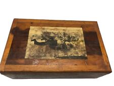 Charles M Russell Art Box Indian Native American Wooden Jewelry Trinket Keepsake picture
