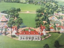 C 1940 Aerial Birds Eye View Washingtons Estate Mount Vernon VA Linen Postcard  picture