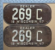 1947 Wisconsin dealer license plate pair 269 C Ford Chevy Dodge 16695 picture