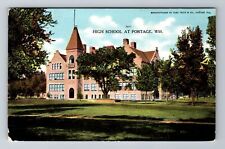 Portage WI-Wisconsin, High School, Antique, Vintage c1908 Souvenir Postcard picture