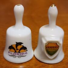 2 Small Porcelain Bells Collectible Souvenir Vintage Florida & White Water picture