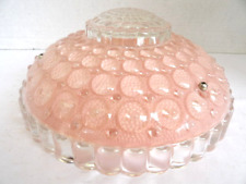 NOS 3 Chain Ceiling Light Shade Vintage Pink Clear Glass w/ Chains MOE LIGHT picture