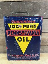 Vintage Montgomery Ward & Co 100% Pure Pennsylvania Oil 1 Gallon Flat Can picture