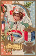 J83/ Patriotic Postcard c1910 Decoration Day Woman Nurse Relief Corps 245 picture