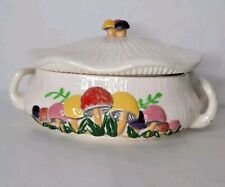 Vintage Arnels Mushrooms Covered Casserole Tureen Handpainted Bowl Lid Handles picture